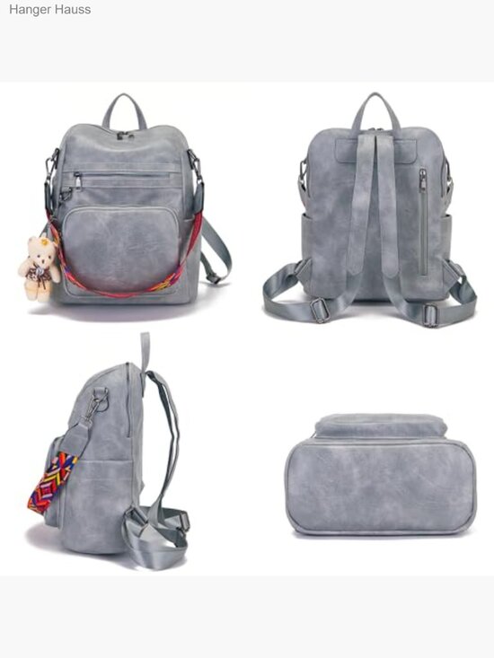 PU Leather Convertible Backpack Purse Travel Shoulder Bag with Bear Charm main image 7